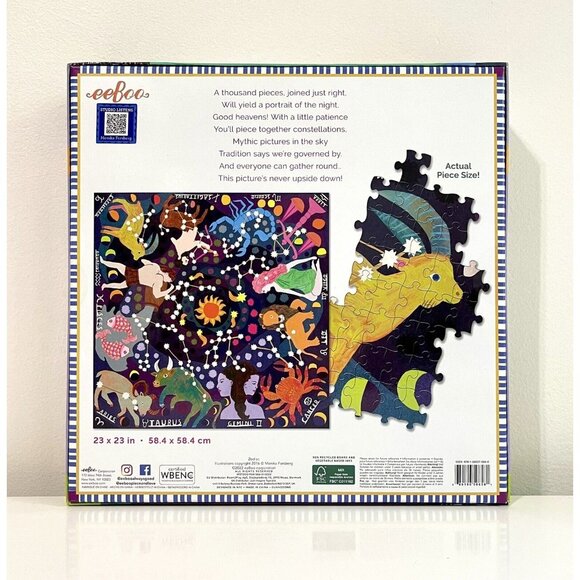 EeBoo Piece & Love 1000 Piece Zodiac Puzzle ~ Glow in The Dark ~ NEW Sealed Box - Picture 2 of 8